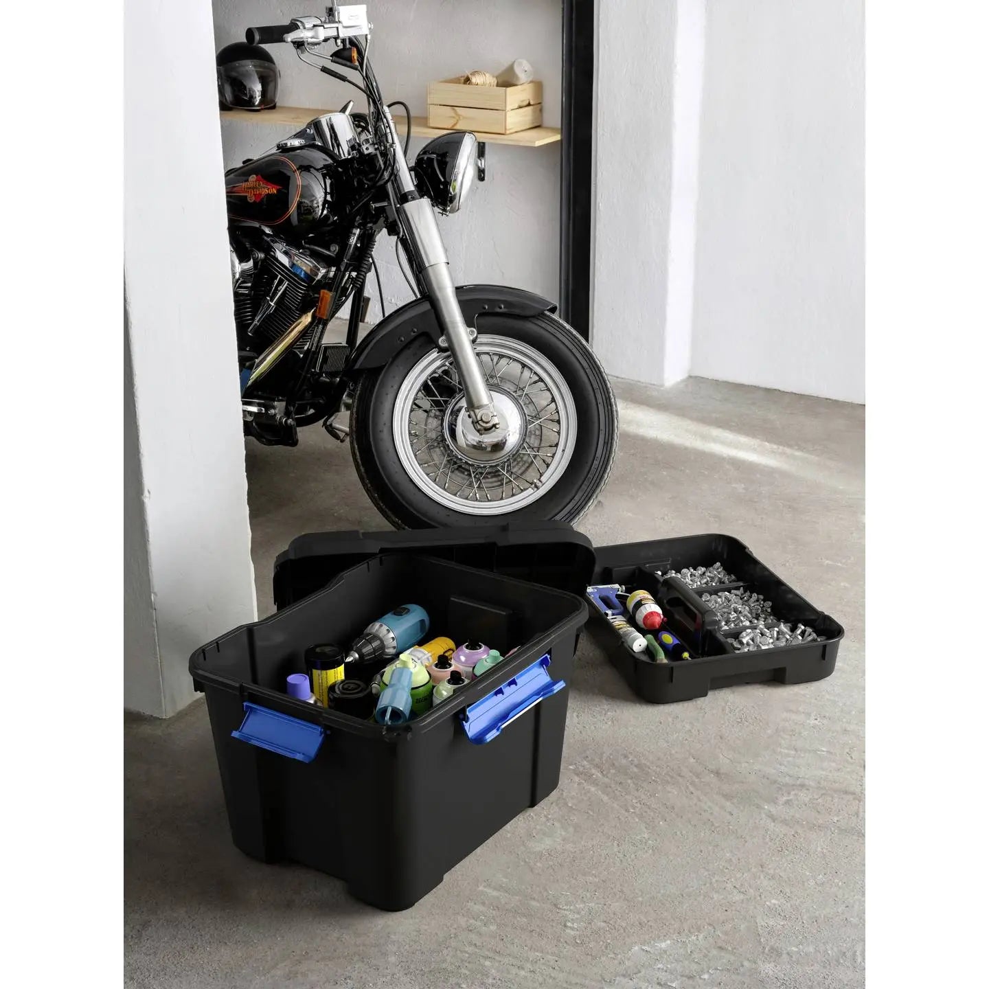 B-Ware Scuba Aufbewahrungsbox Kiste Box 45 L Kunststoff Schwarz Grau Blau Stapelbar - 8013183044213