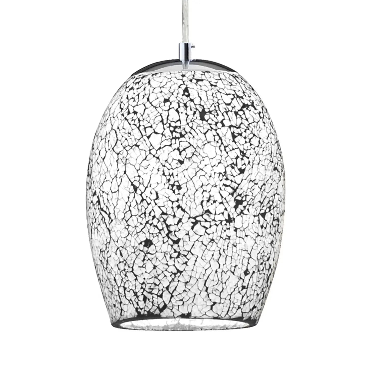 B-Ware Searchlight Hängeleuchte Pendelleuchte Crackle Glas Chrom Weiß Mosaik - 5013874360625