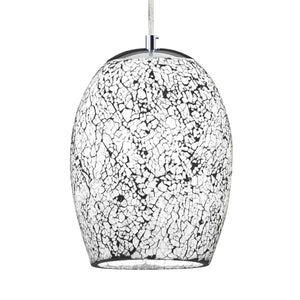 B-Ware Searchlight Hängeleuchte Pendelleuchte Crackle Glas Chrom Weiß Mosaik