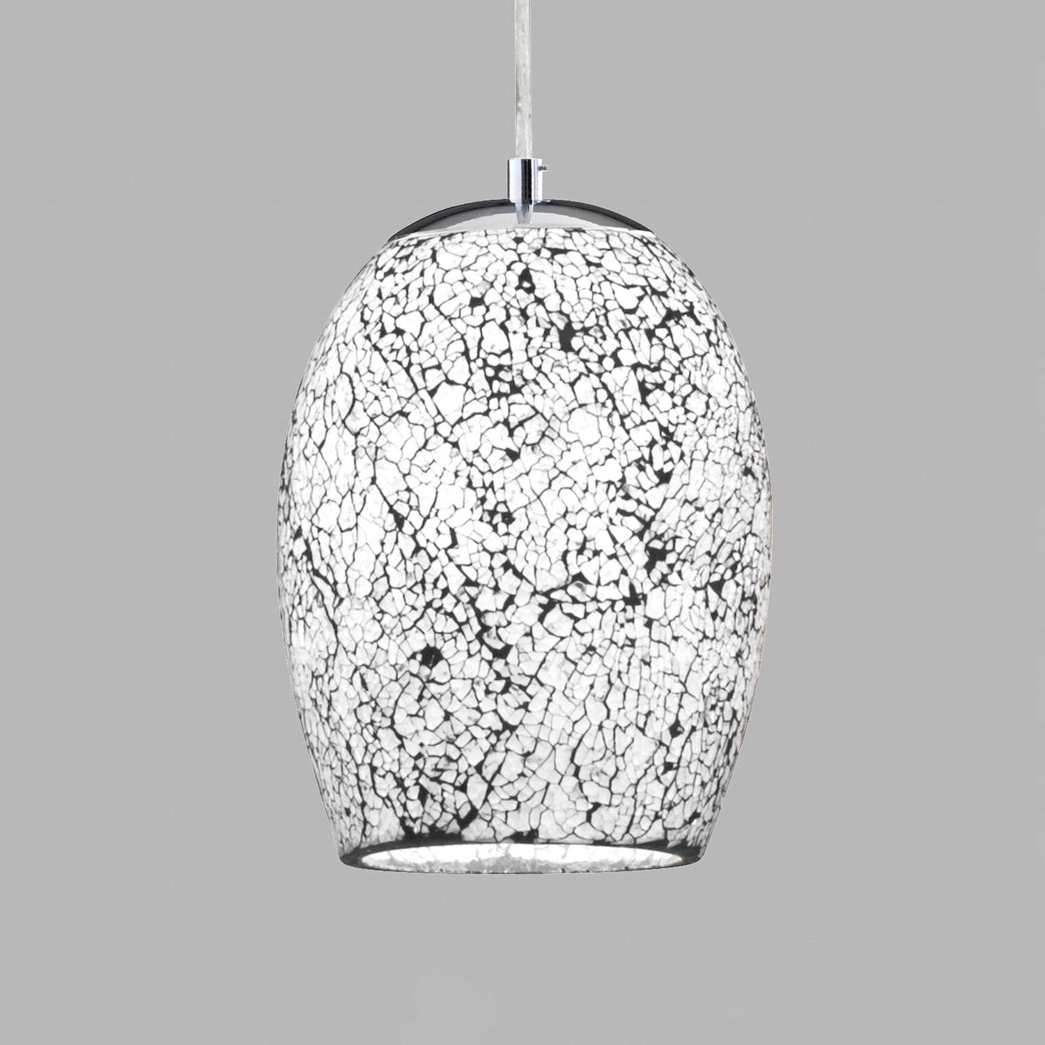 B-Ware Searchlight Hängeleuchte Pendelleuchte Crackle Glas Chrom Weiß Mosaik - 5013874360625