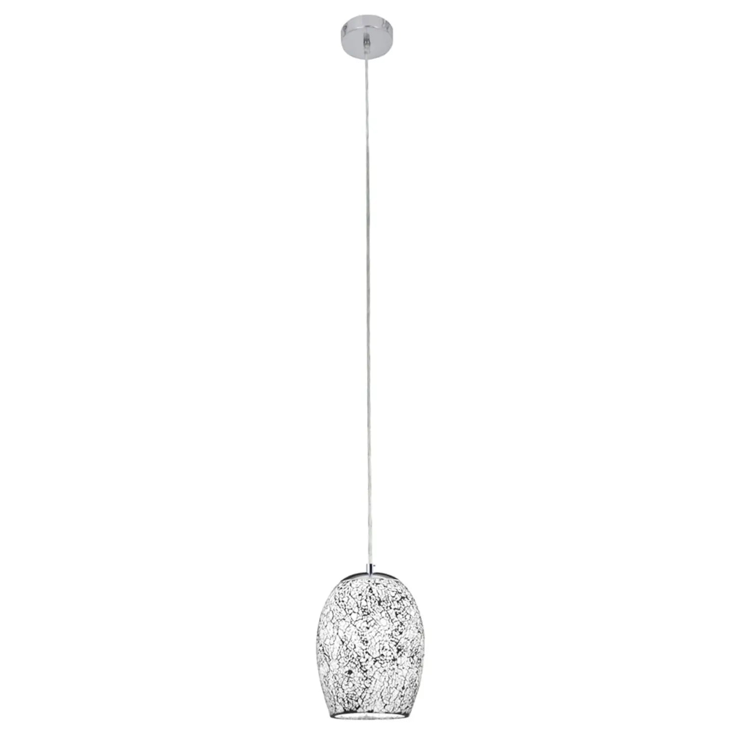 B-Ware Searchlight Hängeleuchte Pendelleuchte Crackle Glas Chrom Weiß Mosaik - 5013874360625