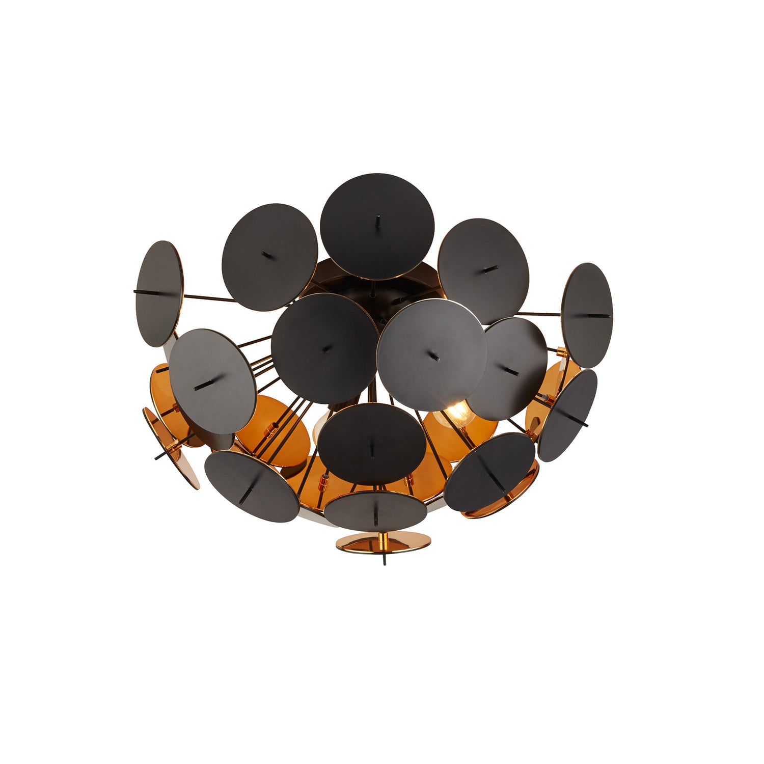 B-Ware Searchlight Deckenleuchte Lampe Discus Schwarz Gold Dreiflammig Stahl Kunststoff - 5053423154879