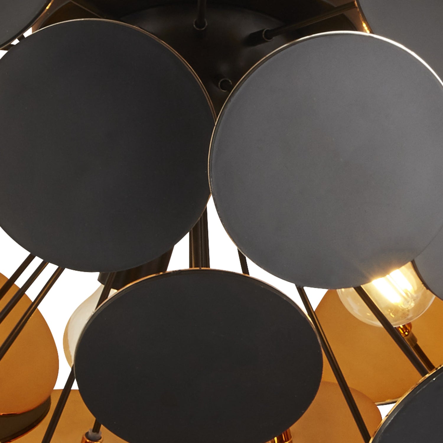 B-Ware Searchlight Deckenleuchte Lampe Discus Schwarz Gold Dreiflammig Stahl Kunststoff - 5053423154879