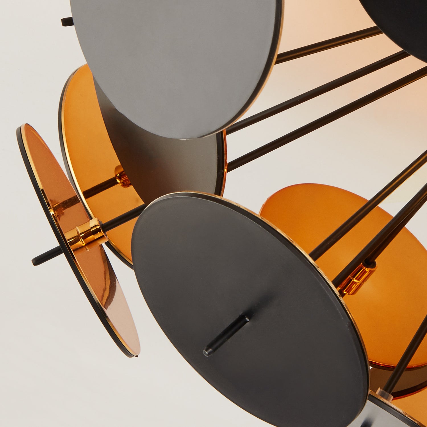 B-Ware Searchlight Deckenleuchte Lampe Discus Schwarz Gold Dreiflammig Stahl Kunststoff - 5053423154879