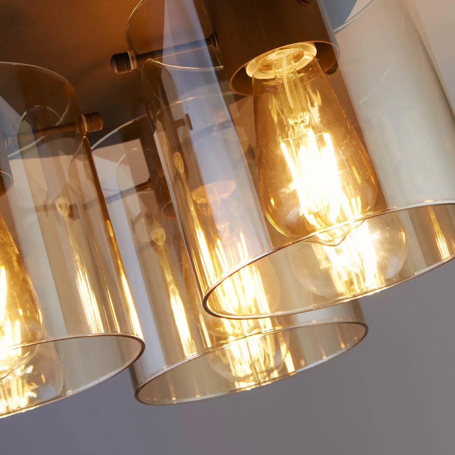 B-Ware Searchlight Sweden Deckenleuchte Lampe E27 Mokka Amber Stahl Glas 3fl - 5053423271668