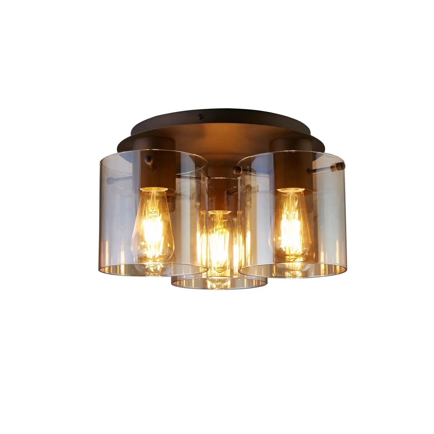 B-Ware Searchlight Sweden Deckenleuchte Lampe E27 Mokka Amber Stahl Glas 3fl - 5053423271668