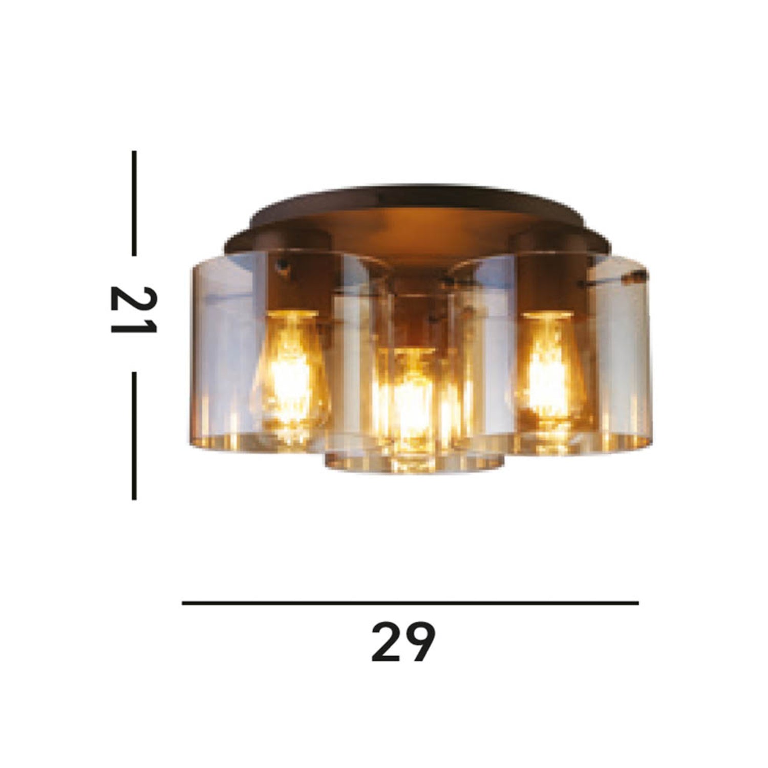 B-Ware Searchlight Sweden Deckenleuchte Lampe E27 Mokka Amber Stahl Glas 3fl - 5053423271668