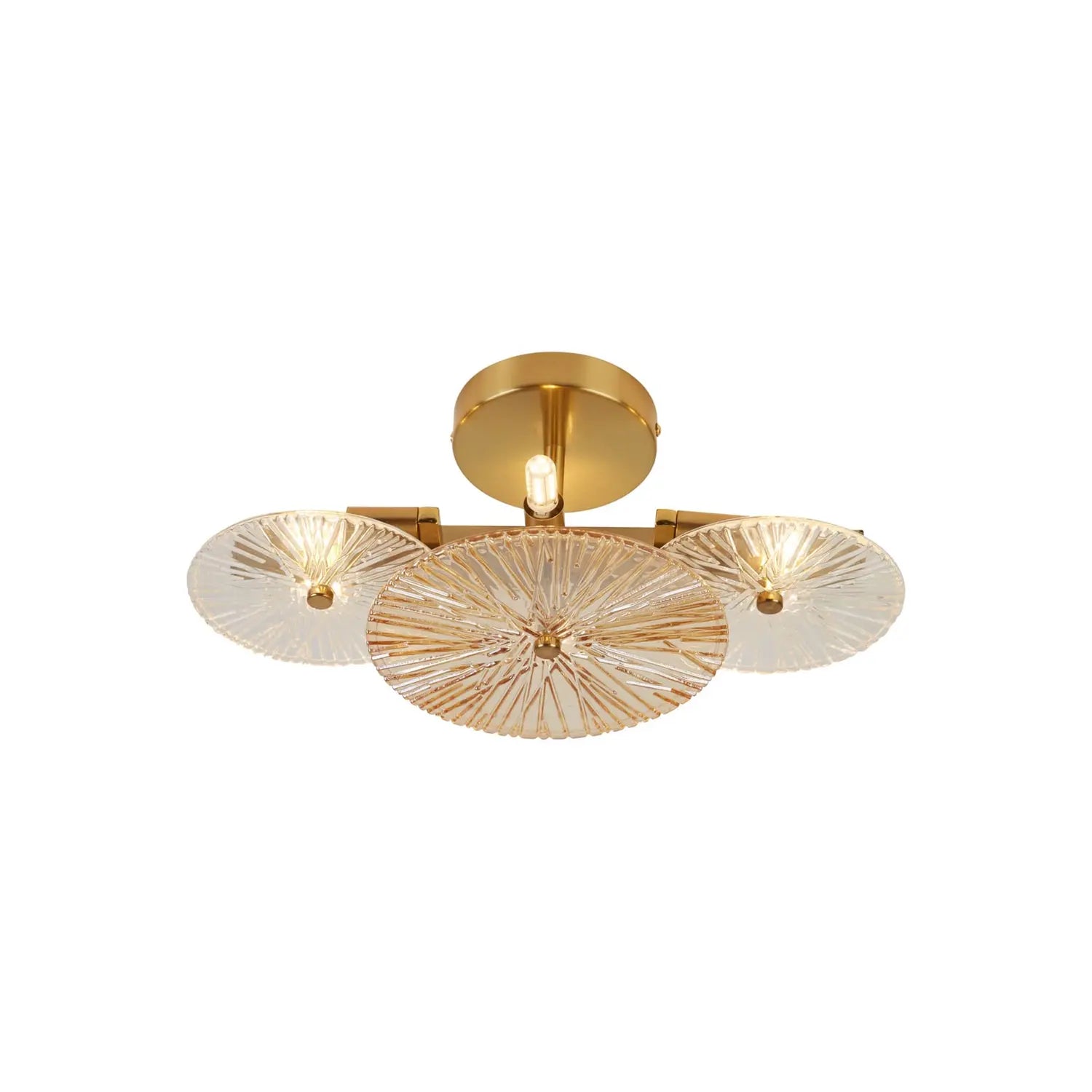 B-Ware Searchlight Deckenleuchte Wagon Wheel Bernstein Messing Glas 6 Flammig G9 Led - 5053423247632