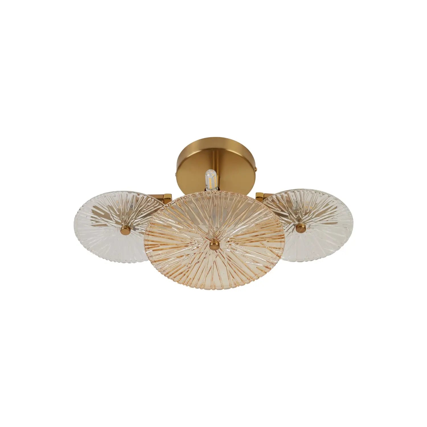 B-Ware Searchlight Deckenleuchte Wagon Wheel Bernstein Messing Glas 6 Flammig G9 Led - 5053423247632