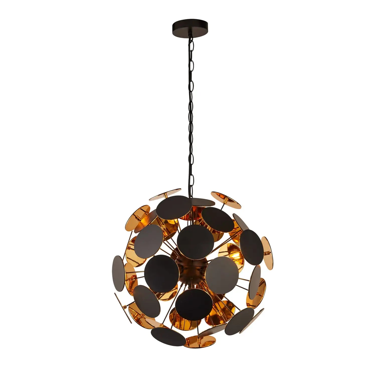 B-Ware Searchlight Hängeleuchte Pendelleuchte Discus Led Schwarz Gold 4 Flg Siehe Text - 5053423154886