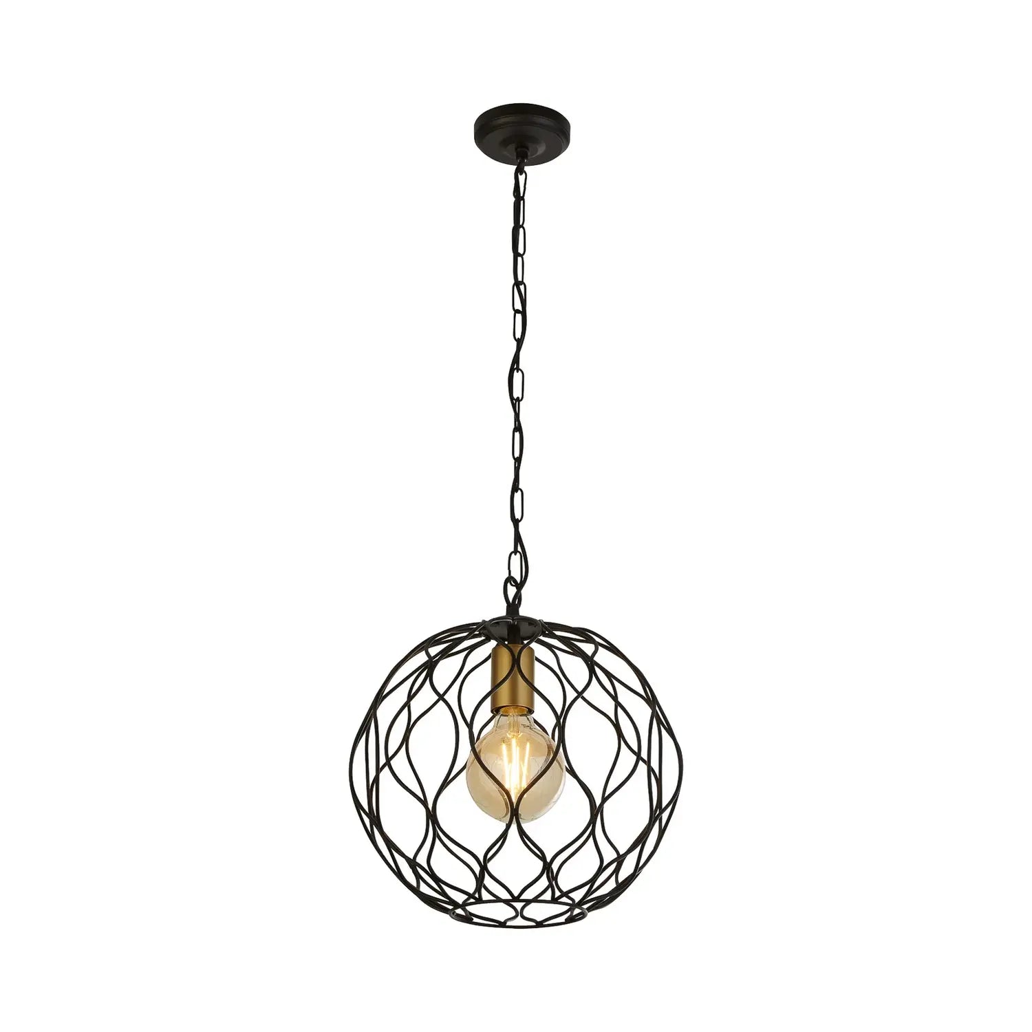 B-Ware Searchlight Hängeleuchte Pendelleuchte Lampe Finesse Schwarz Gold ø31,5 Cm E27 - 5053423158471