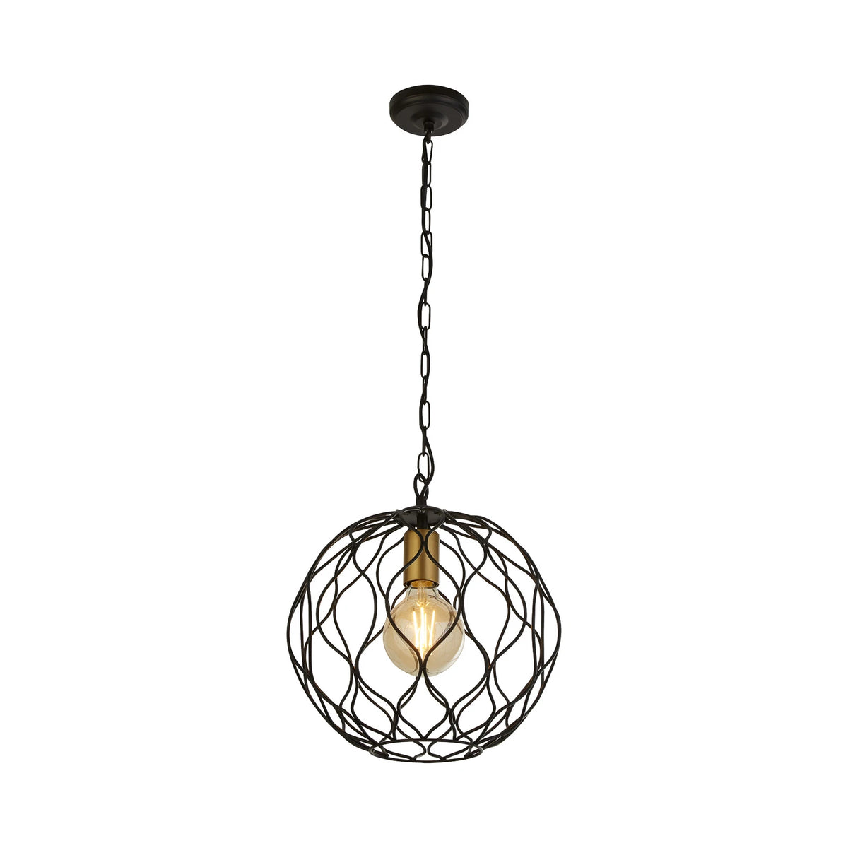 Searchlight Hängeleuchte Pendelleuchte Lampe Finesse schwarz gold Ø31,5 cm E27 - 5053423158471
