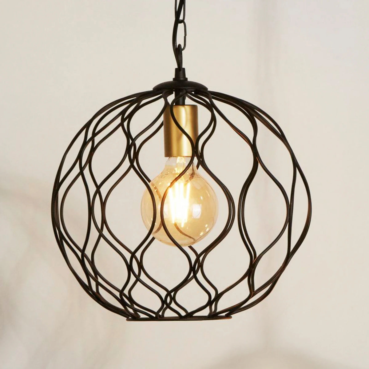Searchlight Hängeleuchte Pendelleuchte Lampe Finesse schwarz gold Ø31,5 cm E27 - 5053423158471