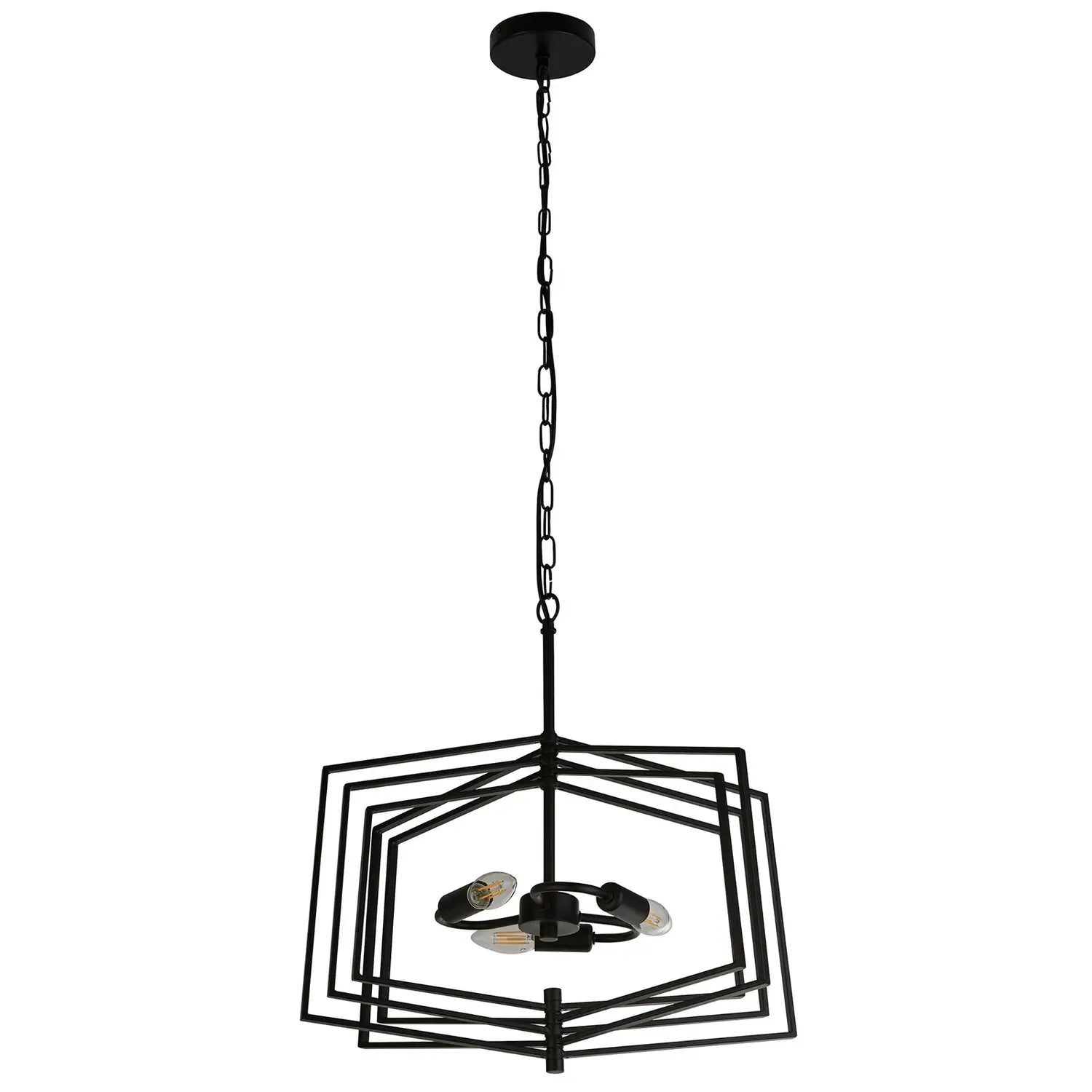 B-Ware Searchlight Hängeleuchte Pendelleuchte Slinky Metall Schwarz Dreiflammig 50 Cm - 5053423159201