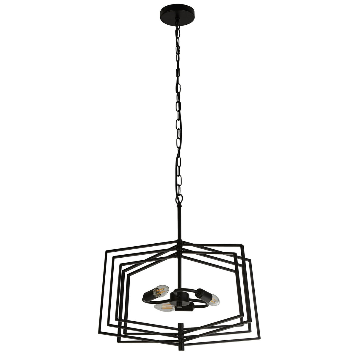 Searchlight Hängeleuchte Pendelleuchte Slinky Metall schwarz dreiflammig 50 cm - 5053423159201