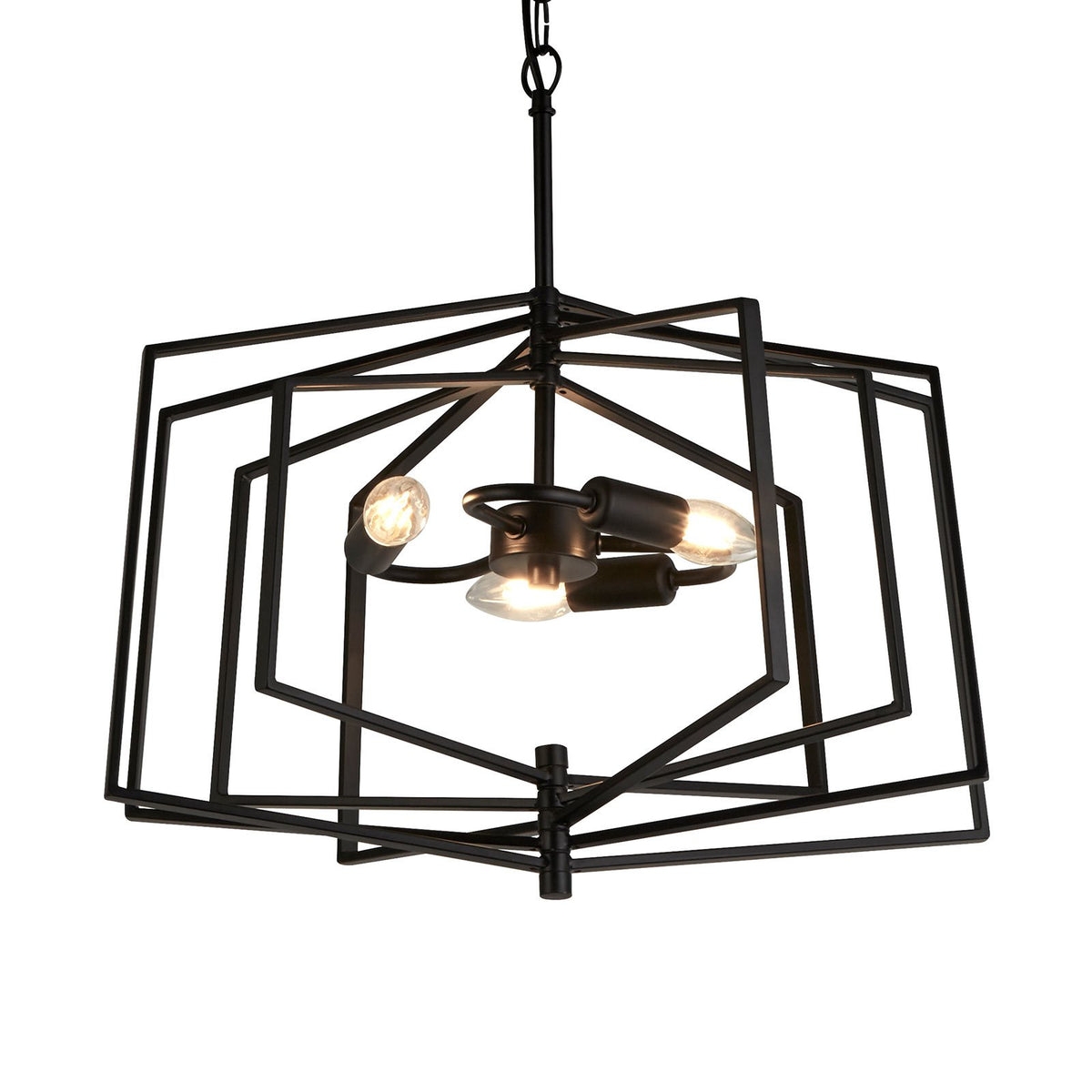 Searchlight Hängeleuchte Pendelleuchte Slinky Metall schwarz dreiflammig 50 cm - 5053423159201