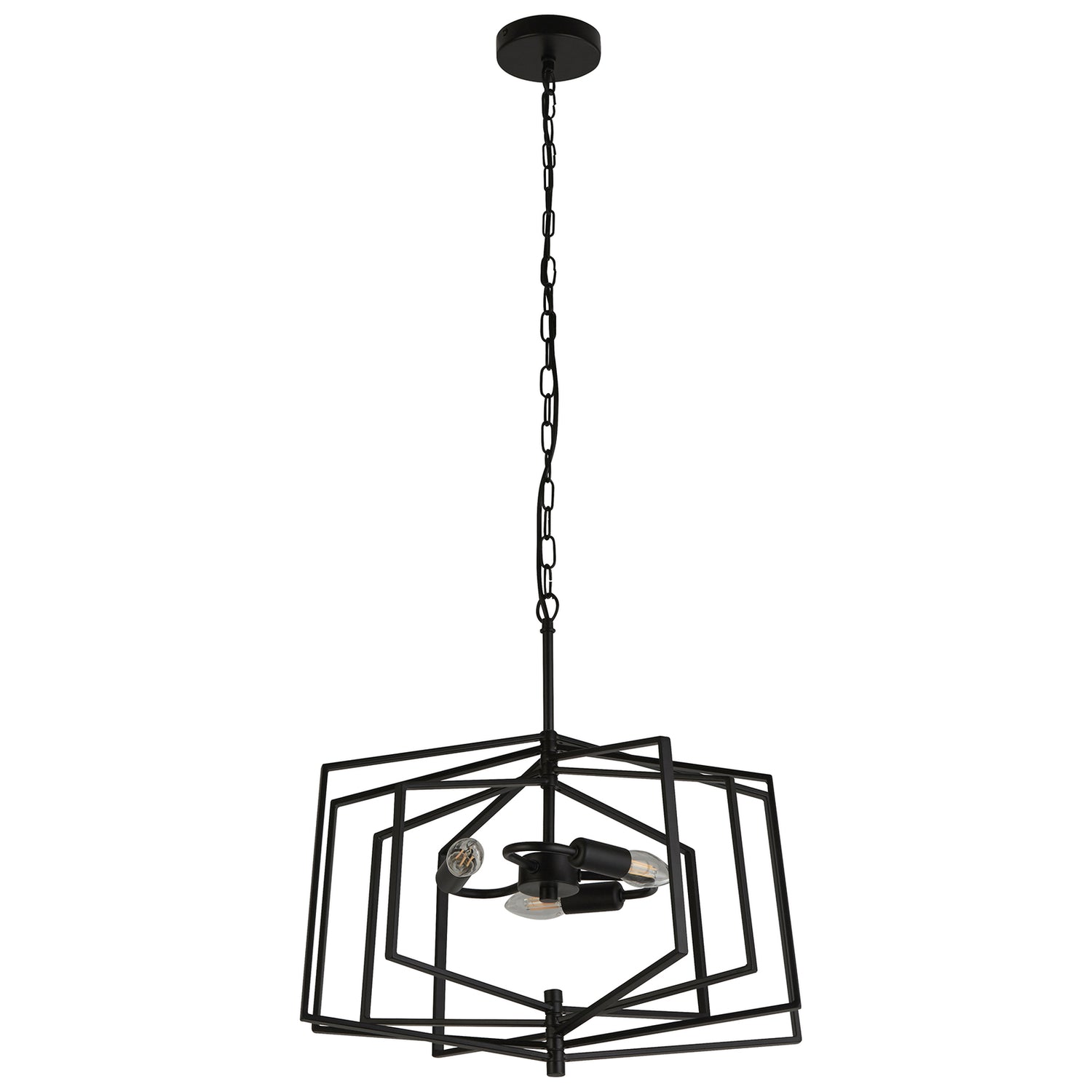 B-Ware Searchlight Hängeleuchte Pendelleuchte Slinky Metall Schwarz Dreiflammig 50 Cm - 5053423159201