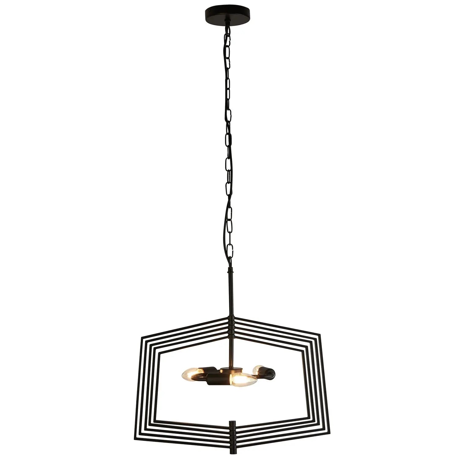 B-Ware Searchlight Hängeleuchte Pendelleuchte Slinky Metall Schwarz Dreiflammig 50 Cm - 5053423159201