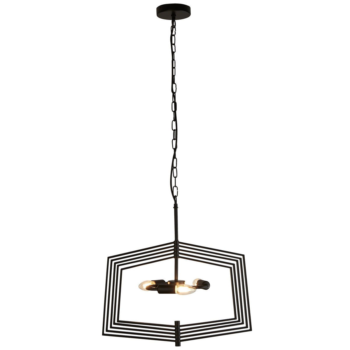Searchlight Hängeleuchte Pendelleuchte Slinky Metall schwarz dreiflammig 50 cm - 5053423159201