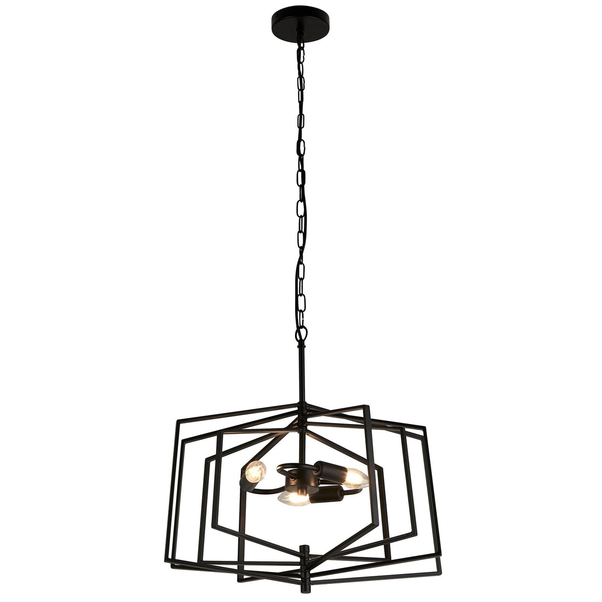 Searchlight Hängeleuchte Pendelleuchte Slinky Metall schwarz dreiflammig 50 cm - 5053423159201