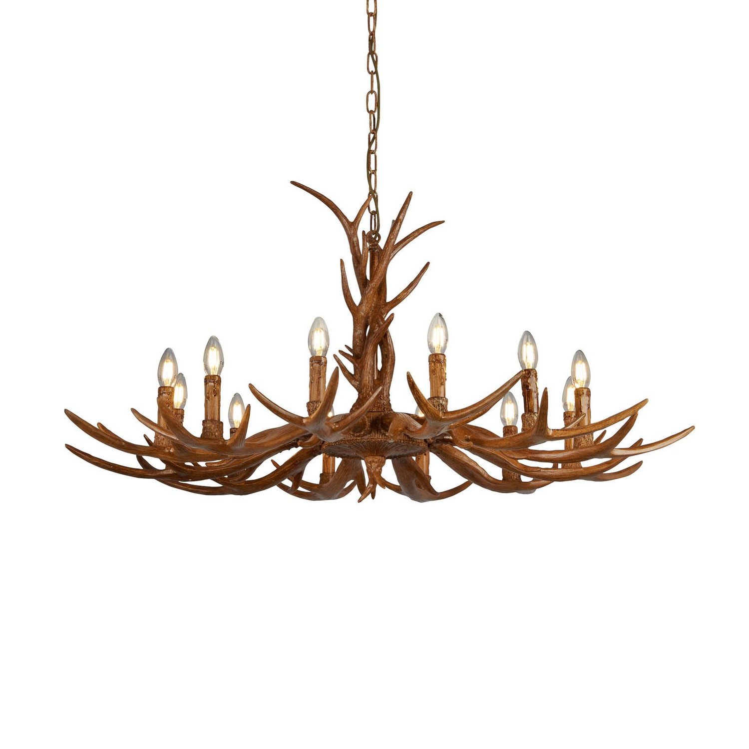 B-Ware Searchlight Kronleuchter Leuchte Stag Geweihform Braun Zwölfflammig E14 Lampe - 5053423134444