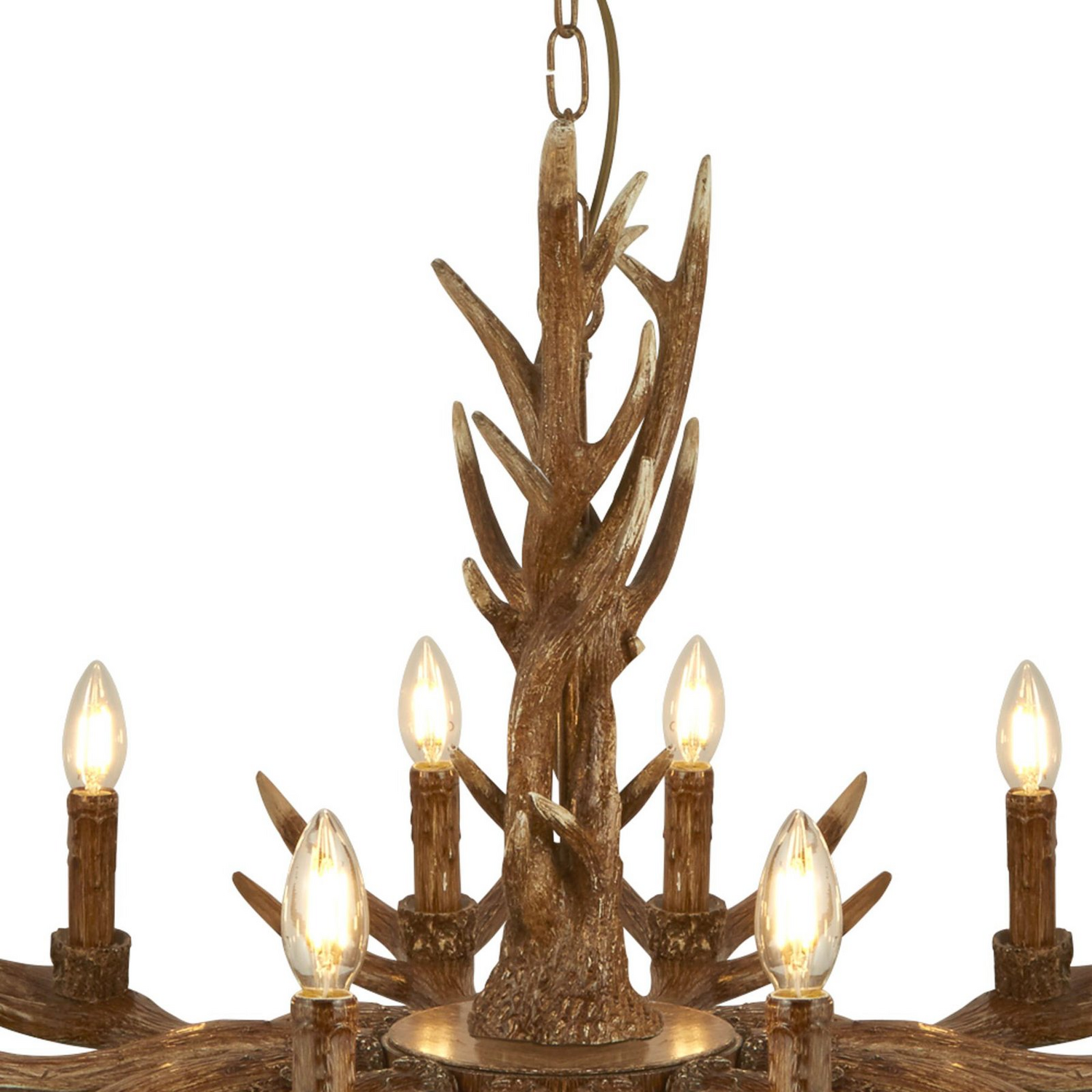 B-Ware Searchlight Kronleuchter Leuchte Stag Geweihform Braun Zwölfflammig E14 Lampe - 5053423134444