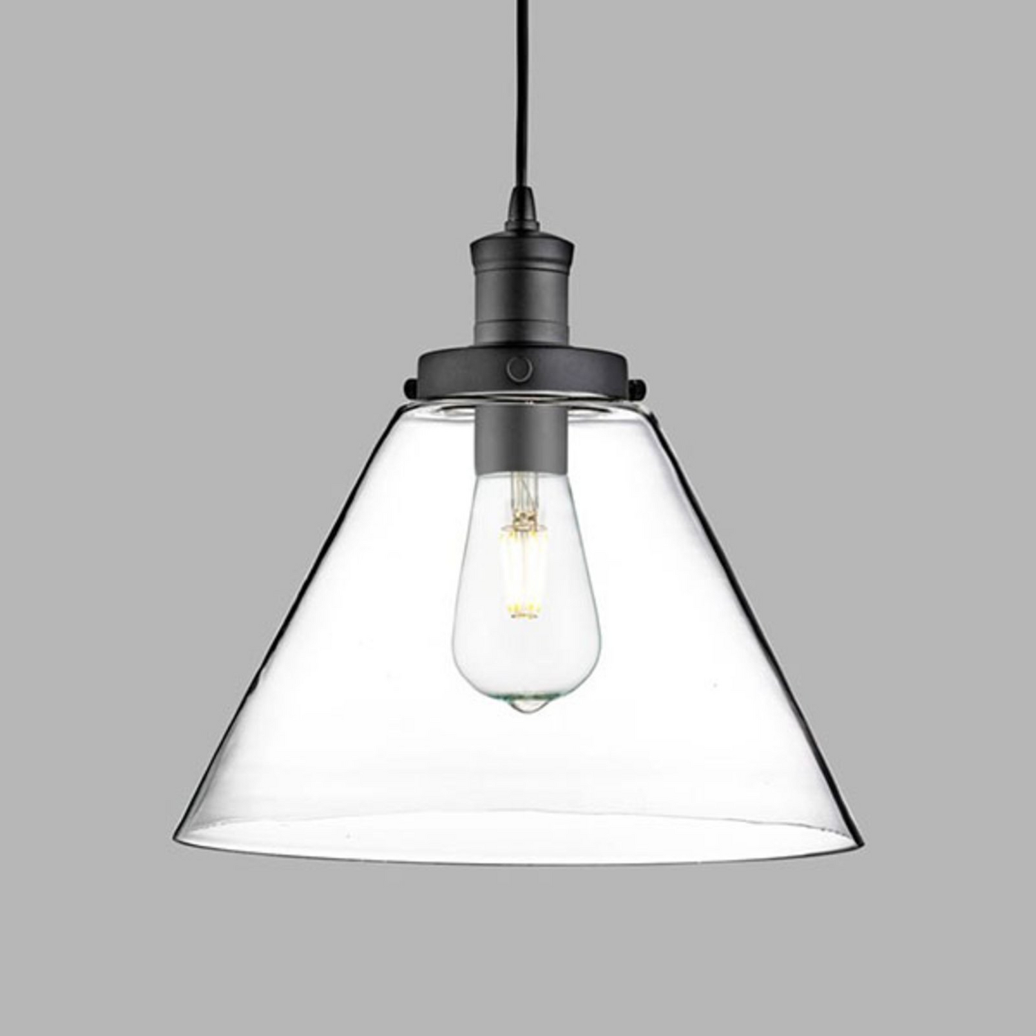 Searchlight Pendelleuchte Hängelampe Lampe Pyramid Schwarz Klar Glas E27 29 Cm B-Ware - 5053423057712