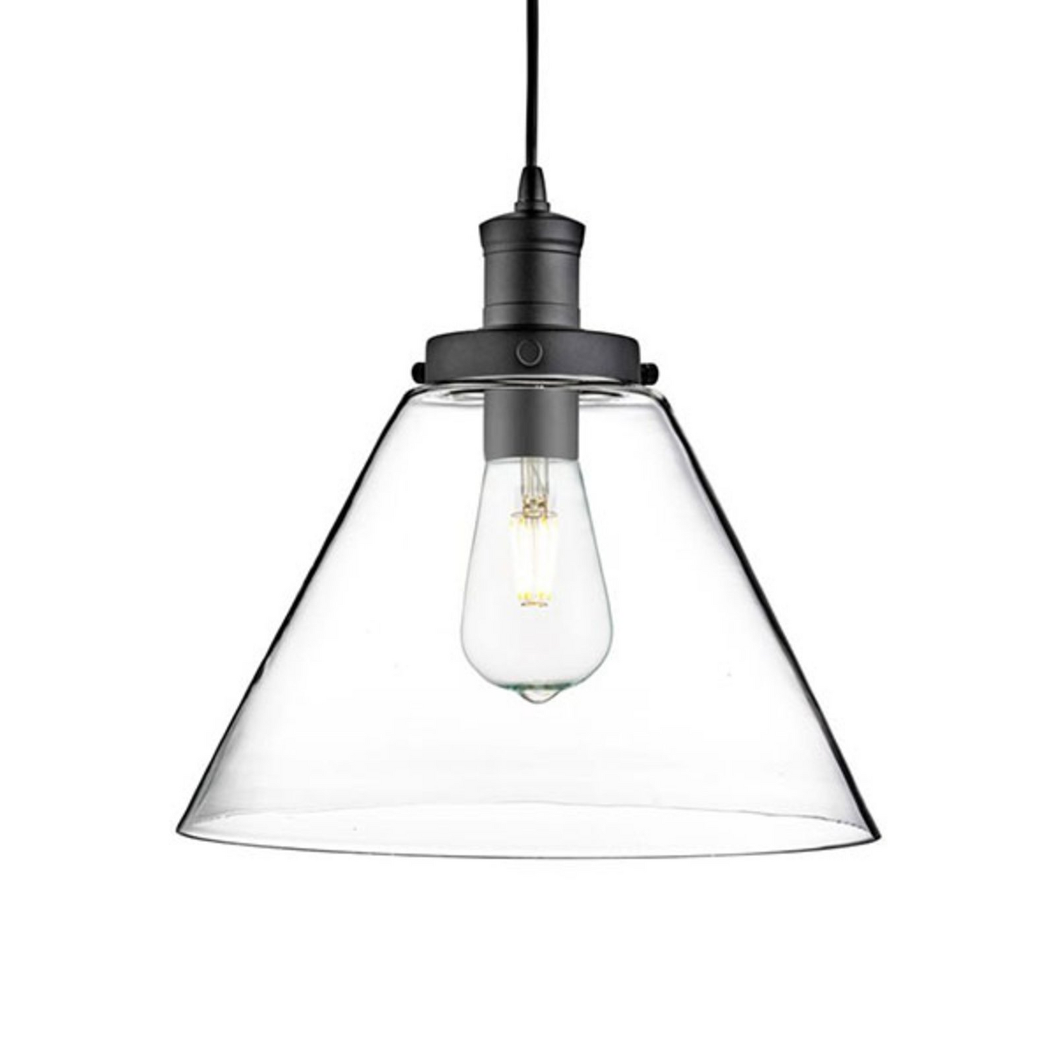 Searchlight Pendelleuchte Hängelampe Lampe Pyramid Schwarz Klar Glas E27 29 Cm B-Ware - 5053423057712