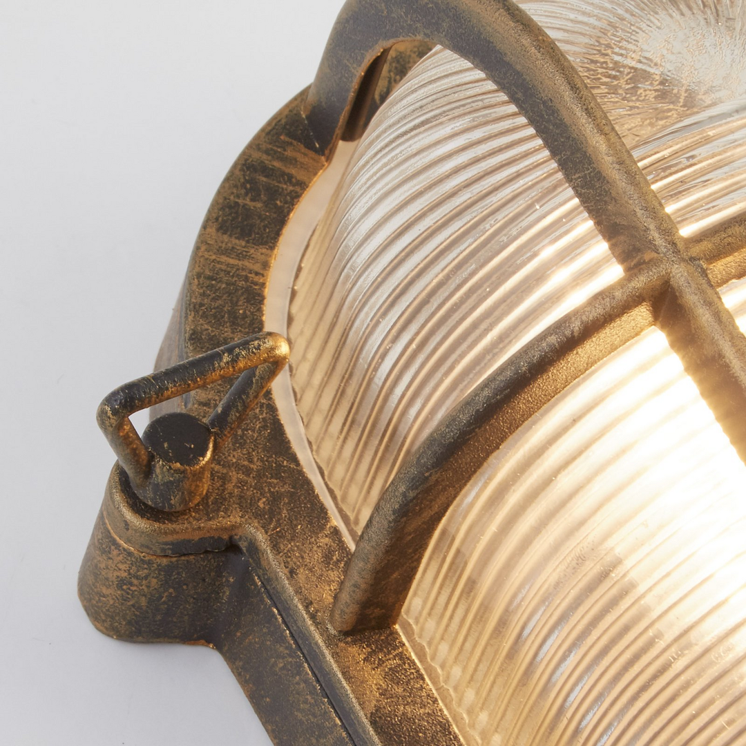 Searchlight Schiffsarmatur Leuchte Porto Oval Schwarz Gold Außenlampe B-Ware - 5053423228150