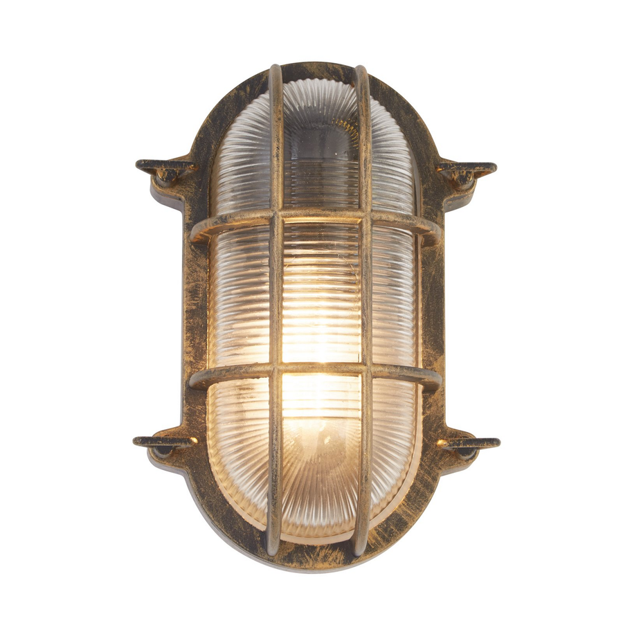 Searchlight Schiffsarmatur Leuchte Porto Oval Schwarz Gold Außenlampe B-Ware - 5053423228150