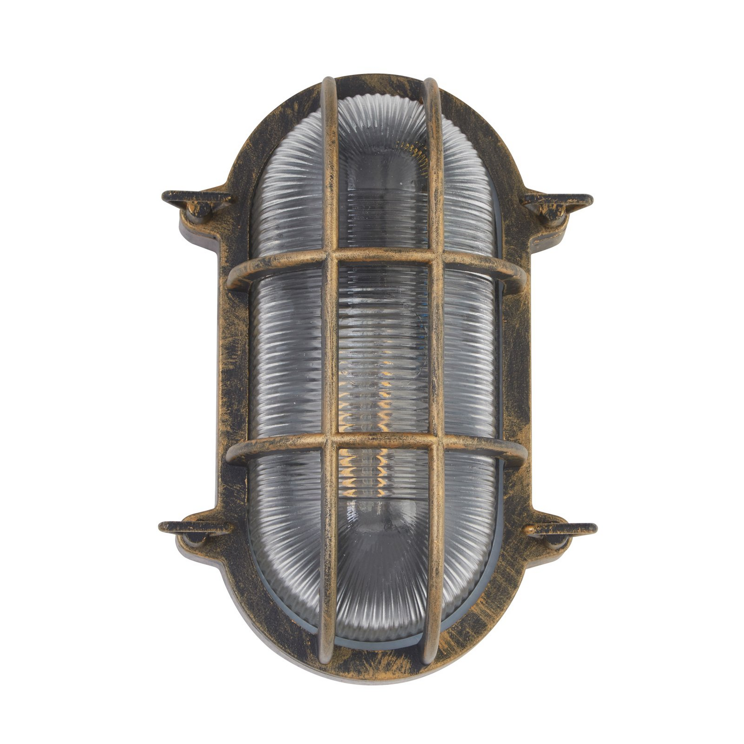 Searchlight Schiffsarmatur Leuchte Porto Oval Schwarz Gold Außenlampe B-Ware - 5053423228150