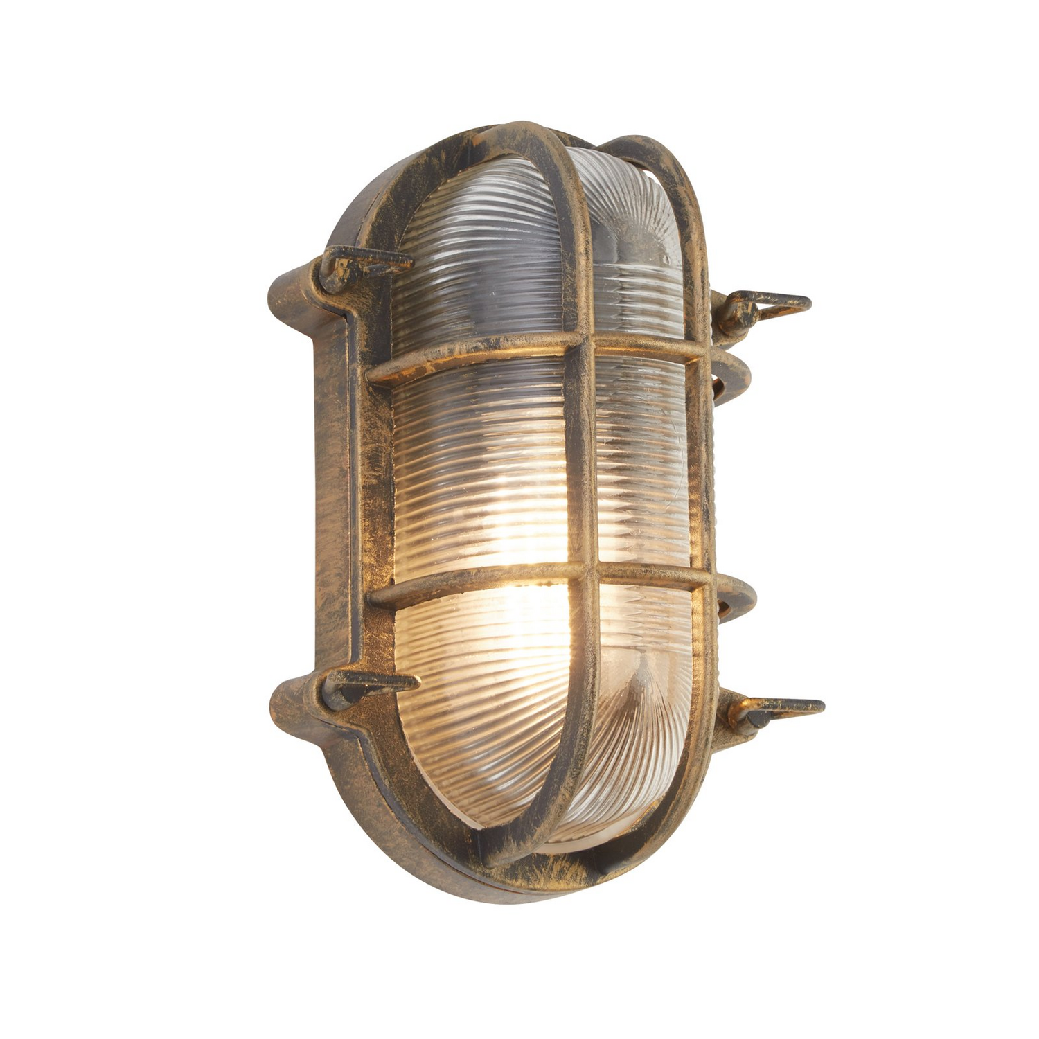 Searchlight Schiffsarmatur Leuchte Porto Oval Schwarz Gold Außenlampe B-Ware - 5053423228150
