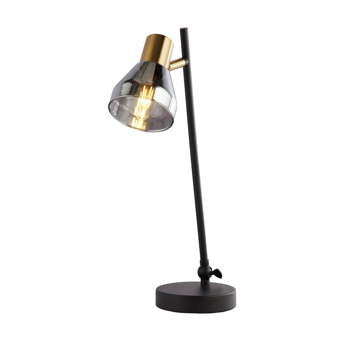 Searchlight Tischlampe Leuchte Classy schwarz Rauchglasschirm Stahl Glas E14 - 5053423227931