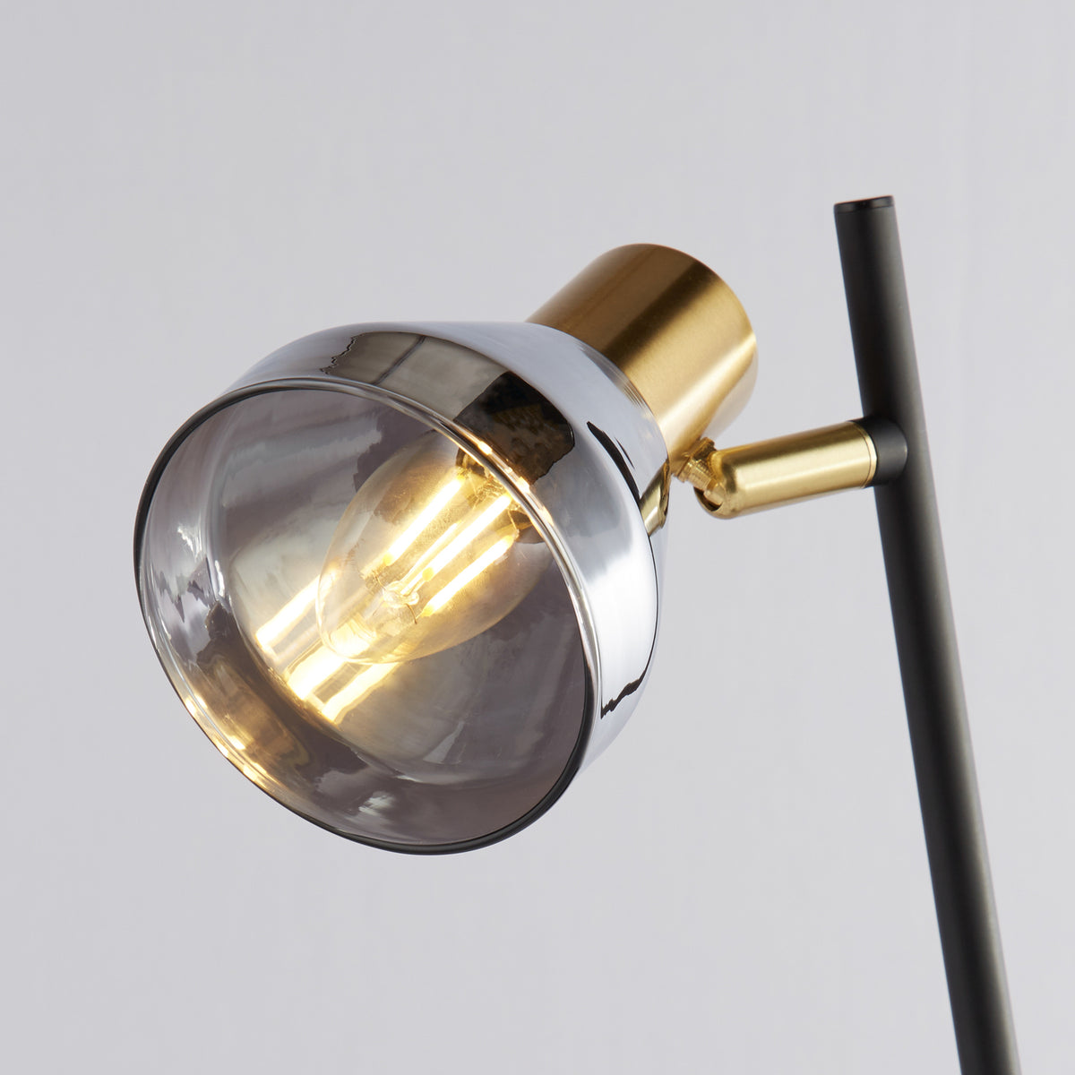 Searchlight Tischlampe Leuchte Classy schwarz Rauchglasschirm Stahl Glas E14 - 5053423227931