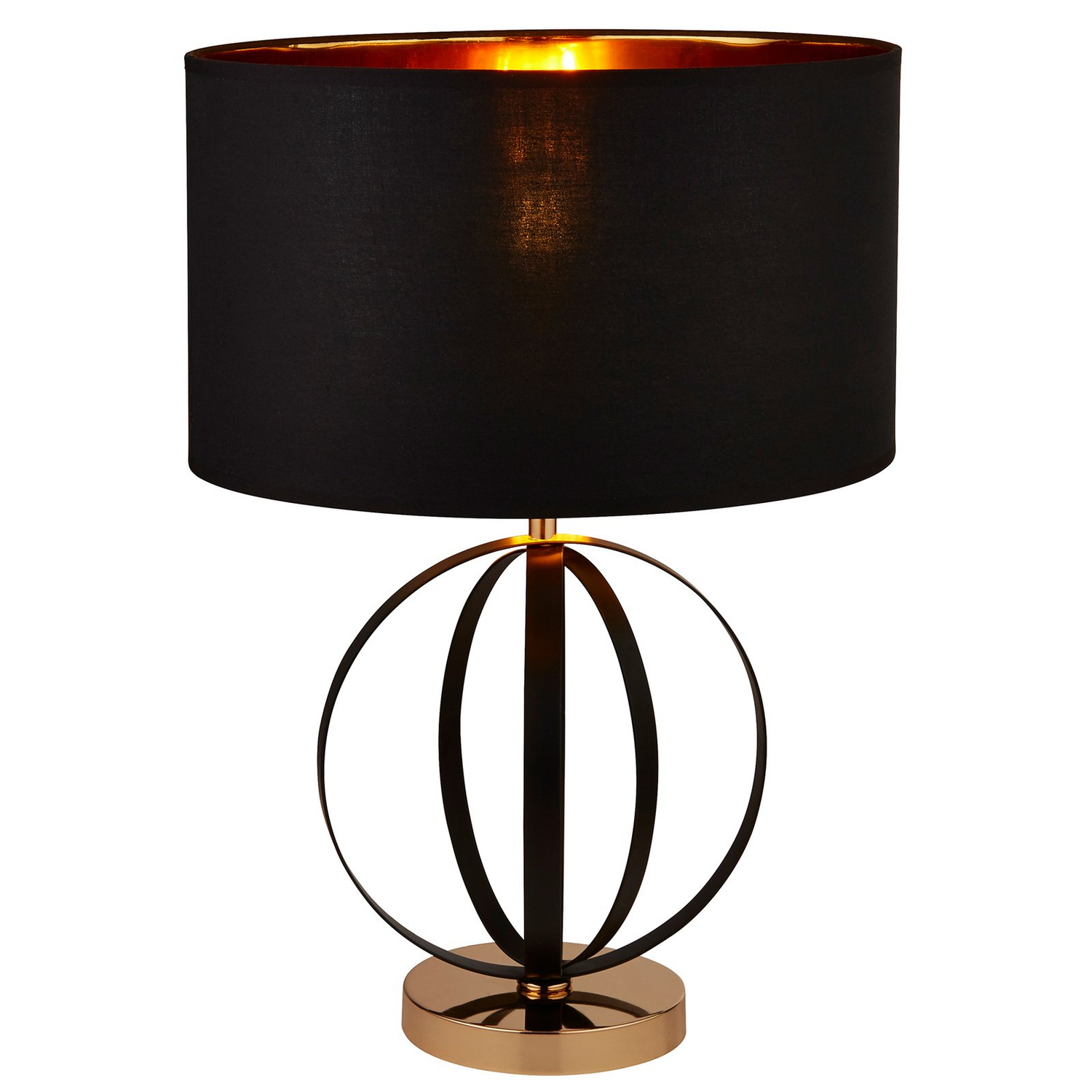 Searchlight Tischleuchte Lampe Orbit Schwarz Gold Textil Höhe 58,5 Cm Leuchte B-Ware