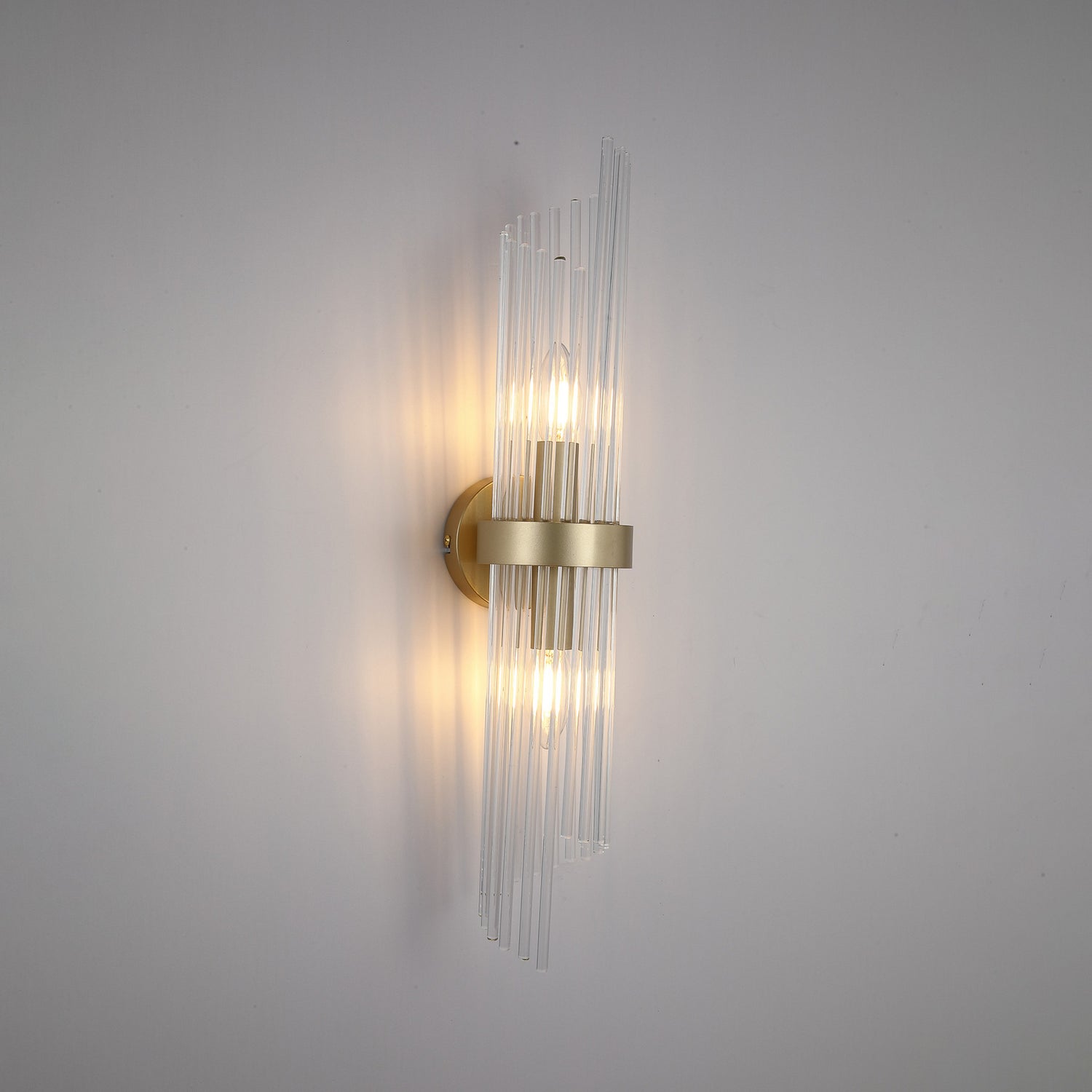 B-Ware Searchlight Wandlampe Wandleuchte Lara Glas Metall Gold Dimmbar 56 Cm E14 Led - 5053423301488