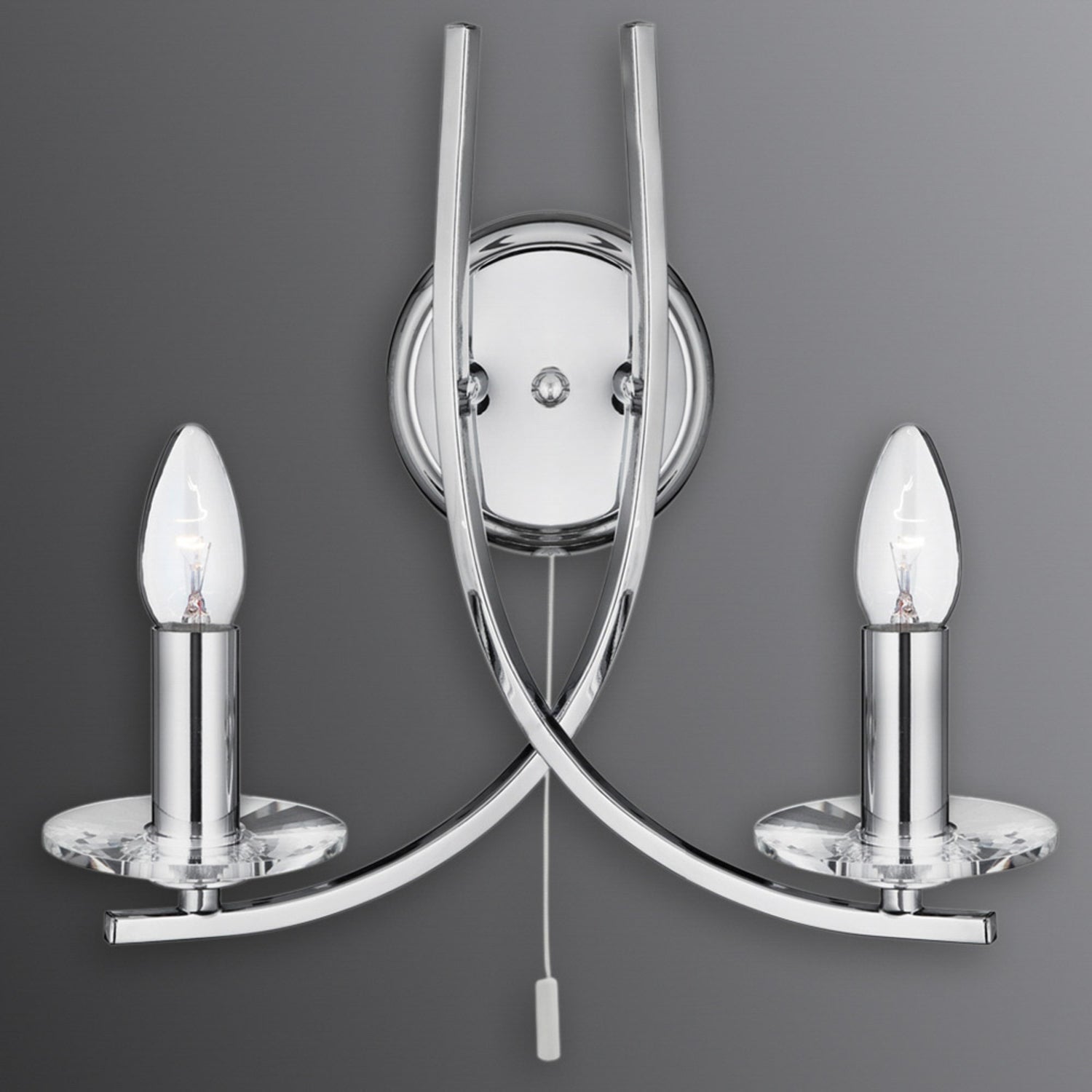 B-Ware Searchlight Wandleuchte Wandlampe Ascona 2 Flammig Chrom Glas Schalter E14 Led - 5053423020563