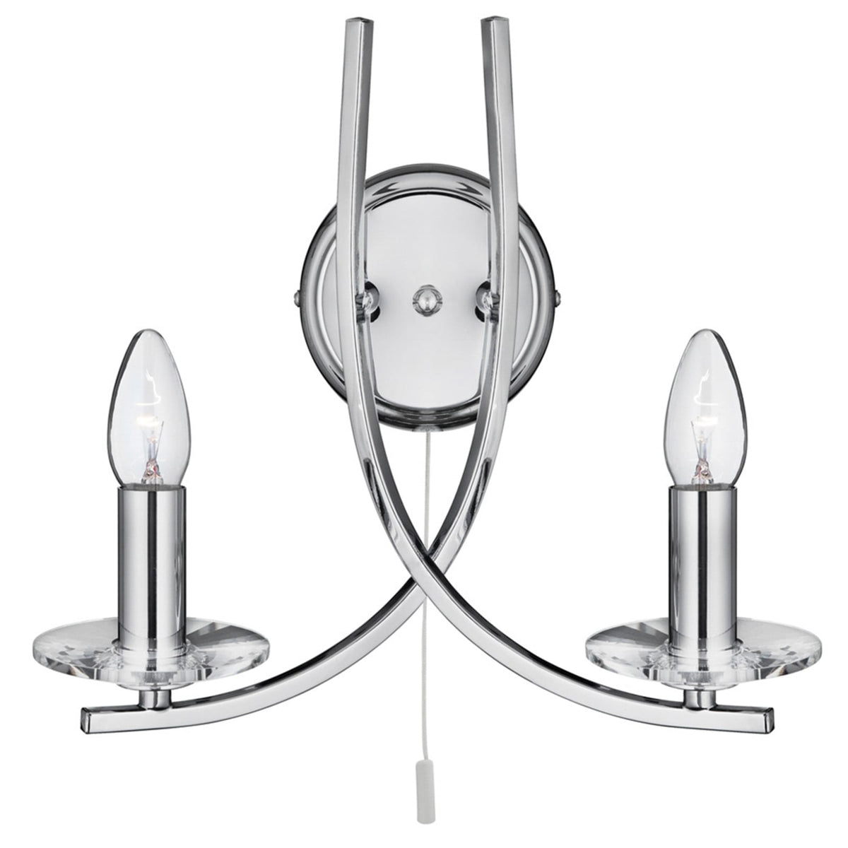 Searchlight Wandleuchte Wandlampe Ascona 2-flammig Chrom Glas Schalter E14 LED - 5053423020563