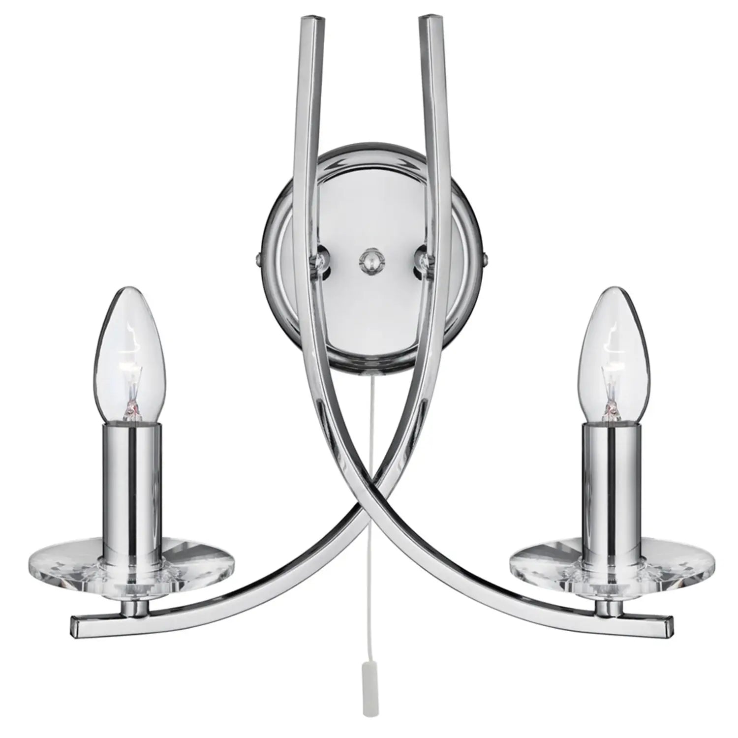 B-Ware Searchlight Wandleuchte Wandlampe Ascona 2 Flammig Chrom Glas Schalter E14 Led - 5053423020563