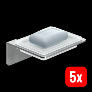 B-Ware Weissenstein Seifenschale Schale Glashalterung Wandmontage Silber Bad 5 Stück