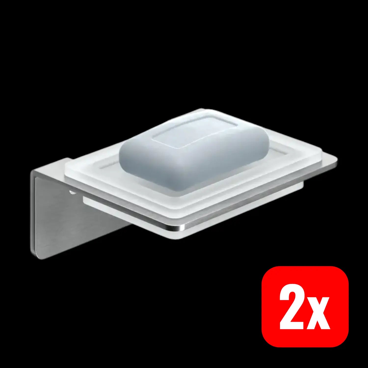 B-Ware Weissenstein Seifenschale Schale Glashalterung Wandmontage Bad Silber 2 Stück - 4260470460766