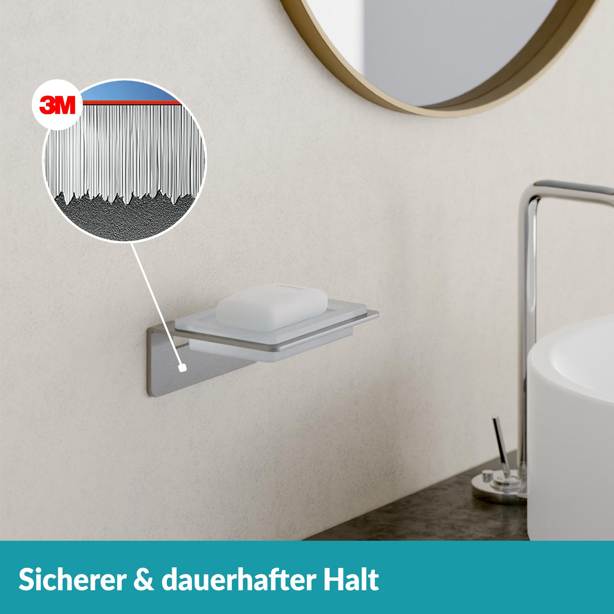 Weissenstein Seifenschale Schale Glashalterung Wandmontage Silber Bad 9 STÜCK - 4260470460766
