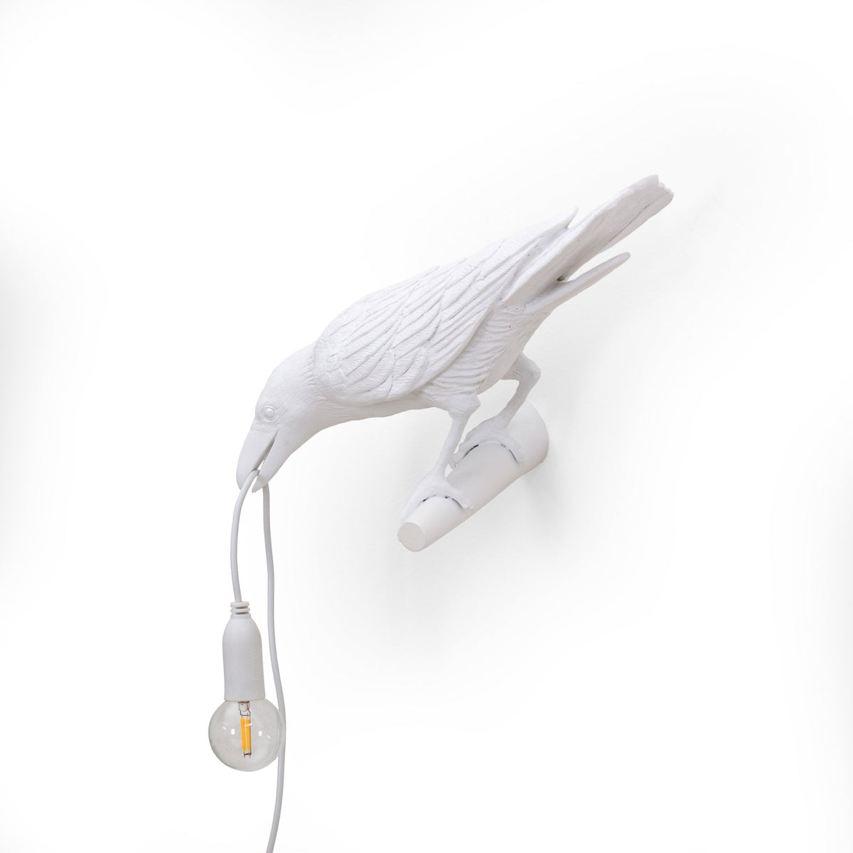Seletti Wandlampe Wandleuchte Bird Lamp LED weiß Kunstharz Blick links - 8008215147345