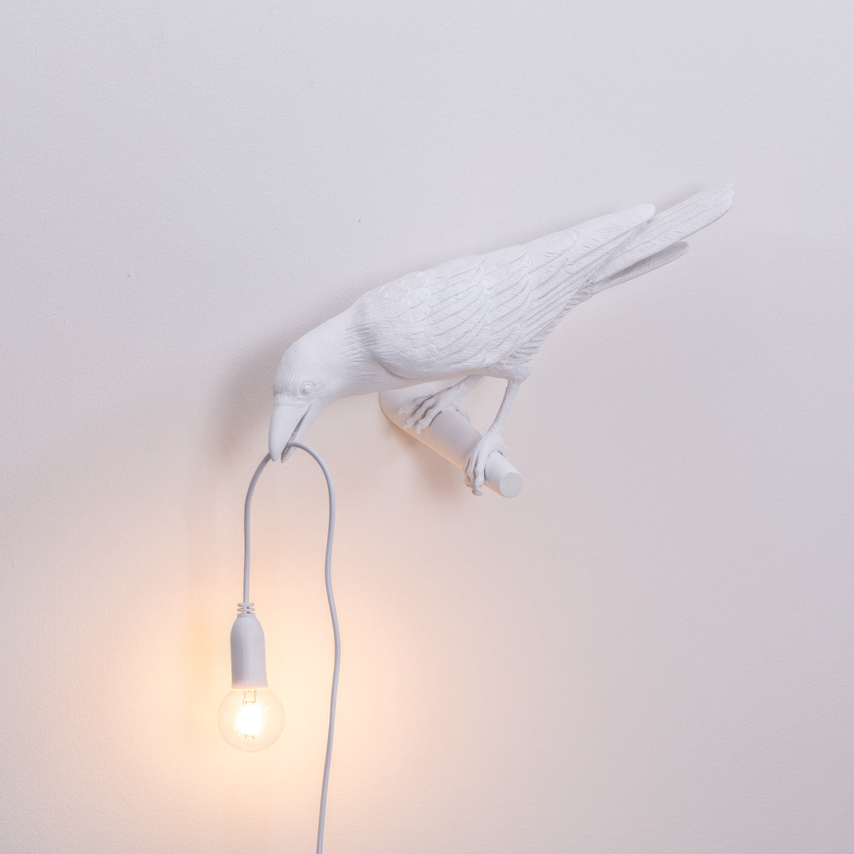 Seletti Wandlampe Wandleuchte Bird Lamp LED weiß Kunstharz Blick links - 8008215147345