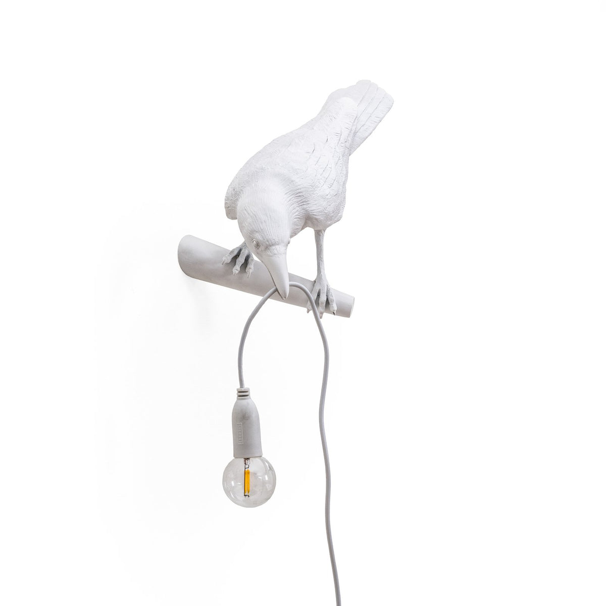 Seletti Wandlampe Wandleuchte Bird Lamp LED weiß Kunstharz Blick links - 8008215147345
