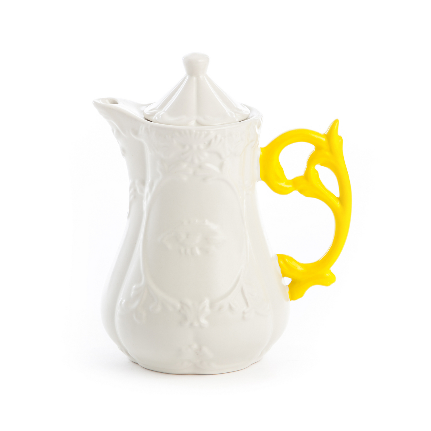 B-Ware Seletti Teekanne Kanne Teekanne Weiß Gelb Porzellan 12 Liter Trinkgefäß - 8008215698564