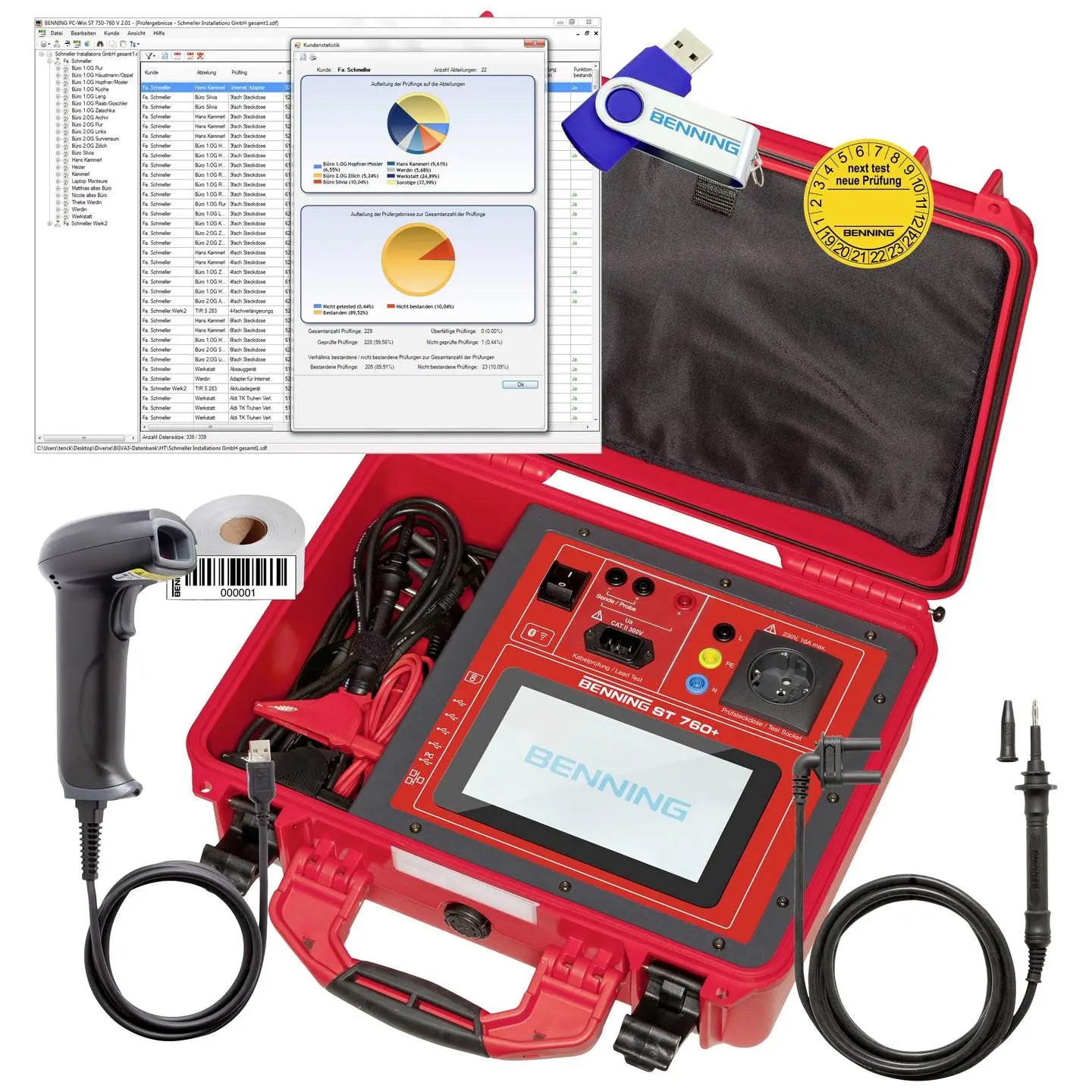 B-Ware Benning Gerätetester Set Prüfgerät St 760+ All In One Betriebsmittelprüfung