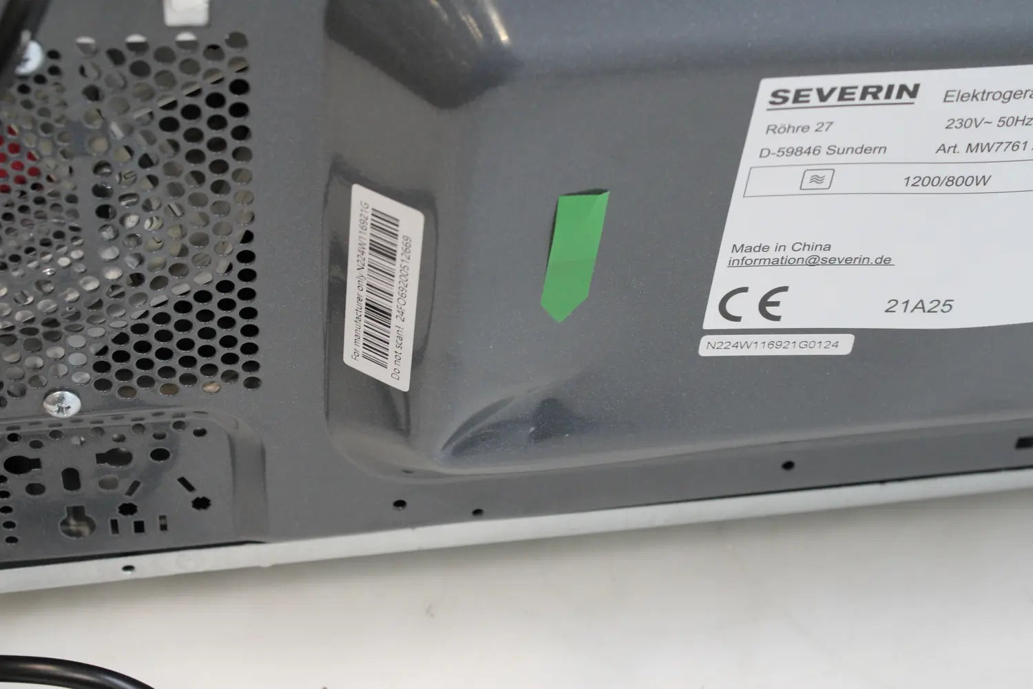 B-Ware Severin Mw 7761 Mikrowelle Schwarz Edelstahl 800 W Küchengerät Siehe Text/Foto - 4008146037580