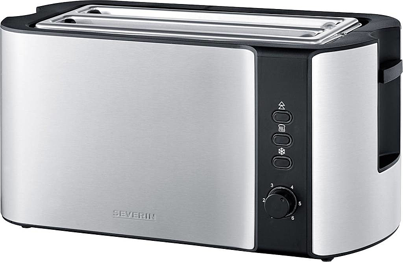 B-Ware Severin At 2590 Doppel Langschlitztoaster Mit Brötchenaufsatz Edelstahl, Schwarz - 4008146028540