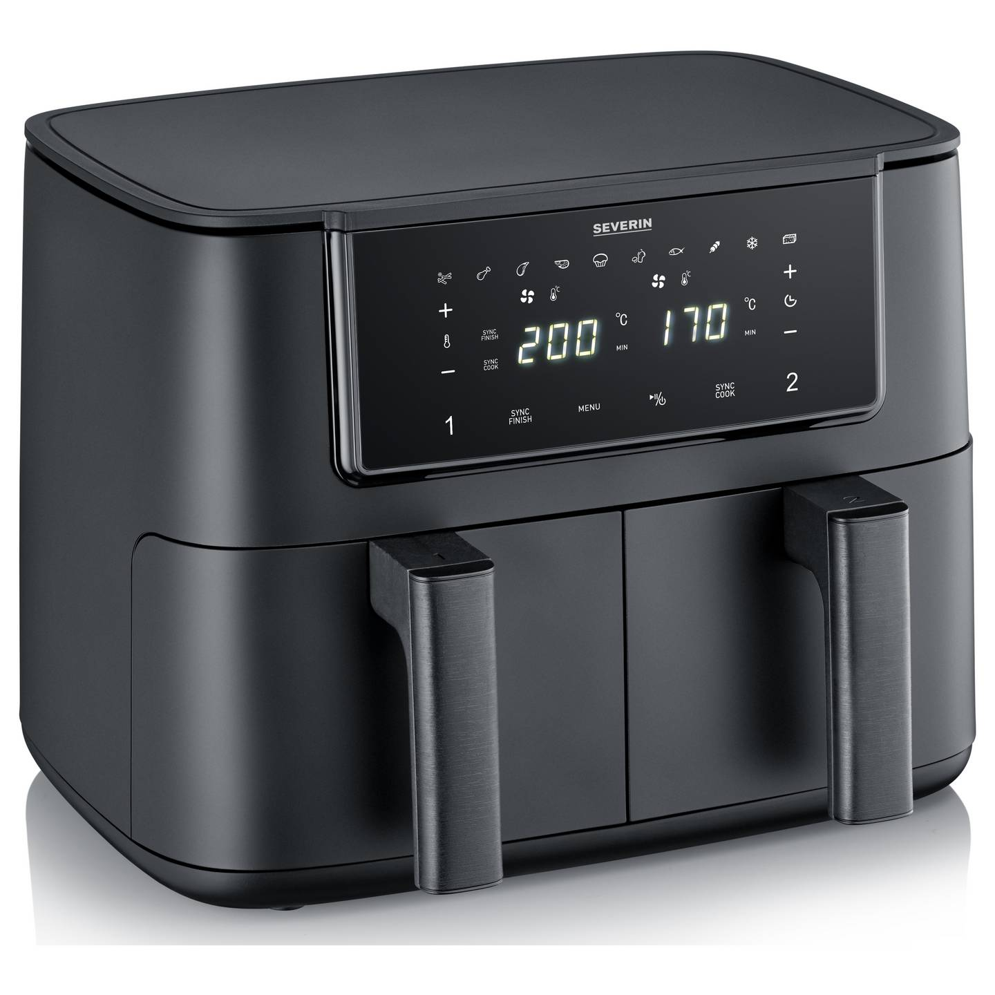 B-Ware Severin Heißluftfritteuse Airfryer 8l Timerfunktion Display Schwarz 2600 W - 4008146046643